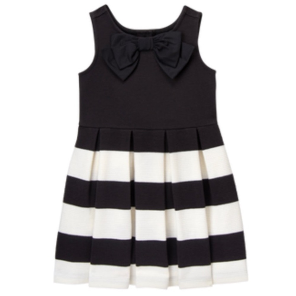 Janie and Jack Belle Black & White Bow Striped Little Girl Formal Dress Size 6